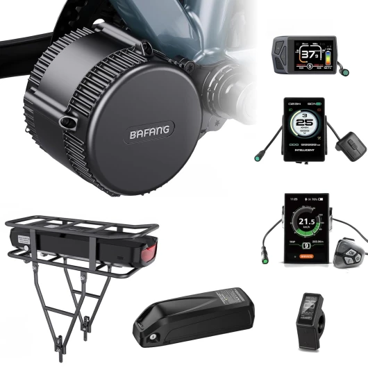 BAFANG 750W 48V BBS02B Kit Moteur Pedalier avec Batterie Optionnelle et Écran LCD, Kit de Conversion Moteur Central pour Vélo de Montagne, Route, Banlieue avec BB 68-73MM,Ebike DIY Kit